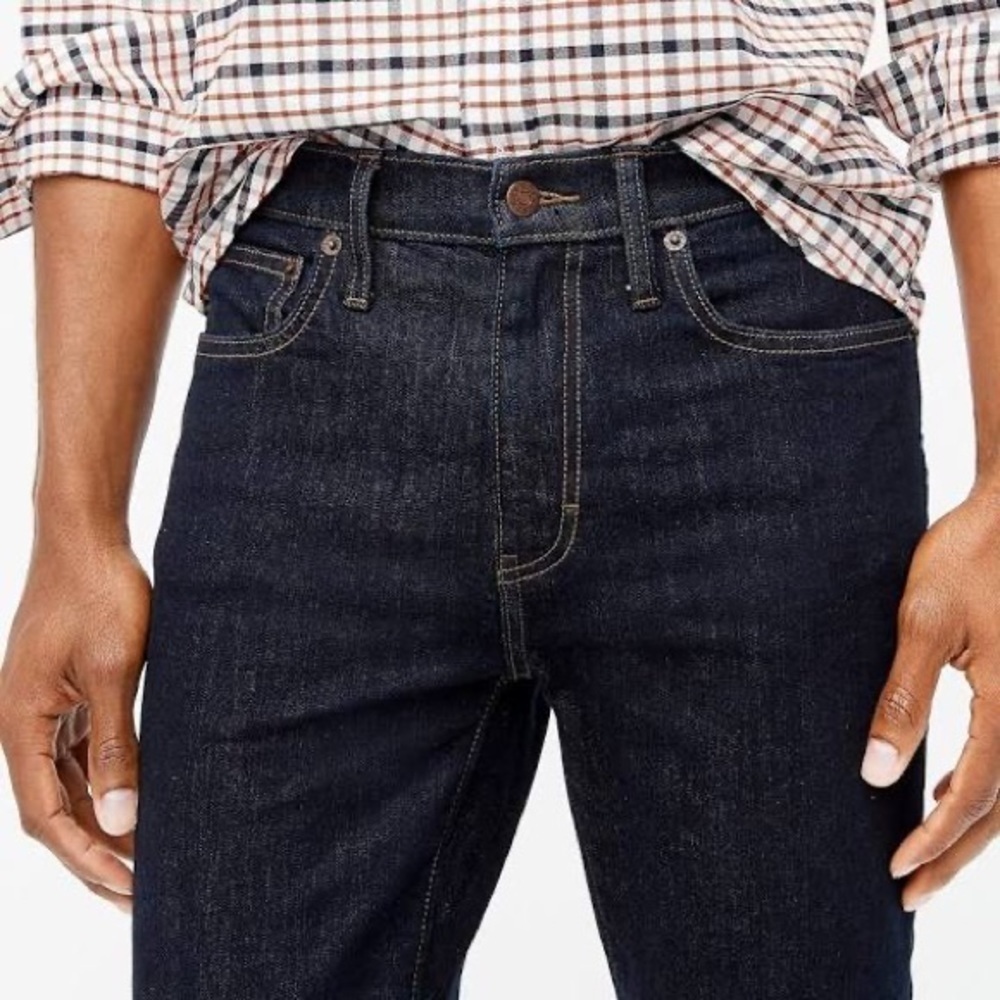 J. Crew‎ Factory Mens Dark Wash Flex Skinny Denim Jeans